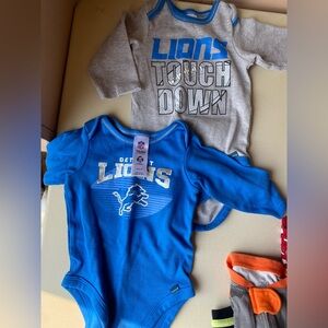 3-6 month Detriot Lions onesies